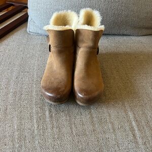 Dansko Tan Shearling Lined Mules